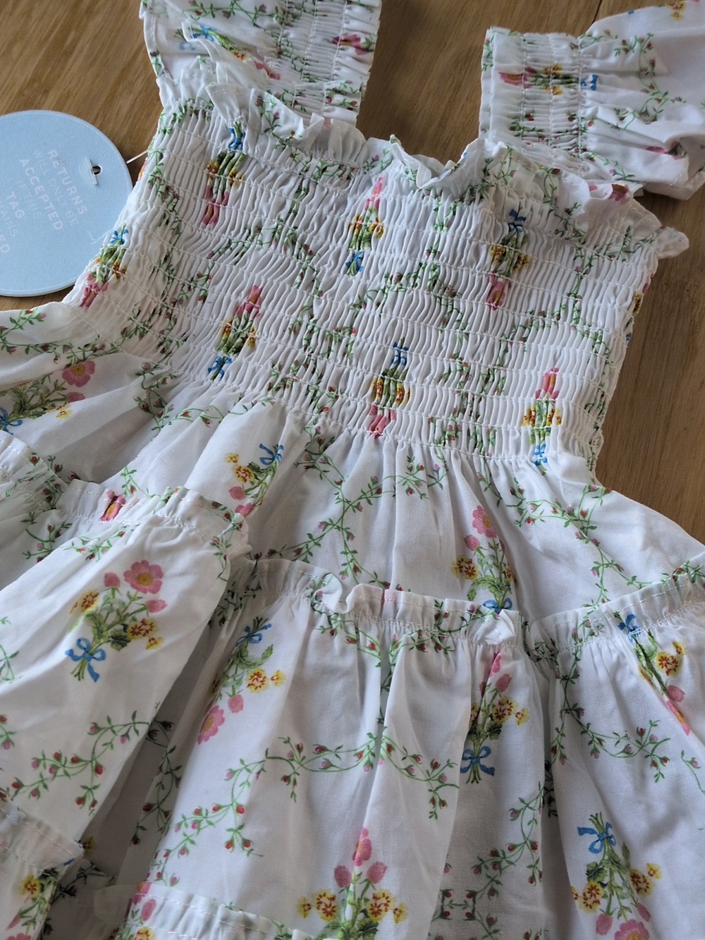 ✨Hill house Home The Tiny Ellie Nap Dress In Pastel Trellis Size 12 To 18 Months - Picture 3 of 7